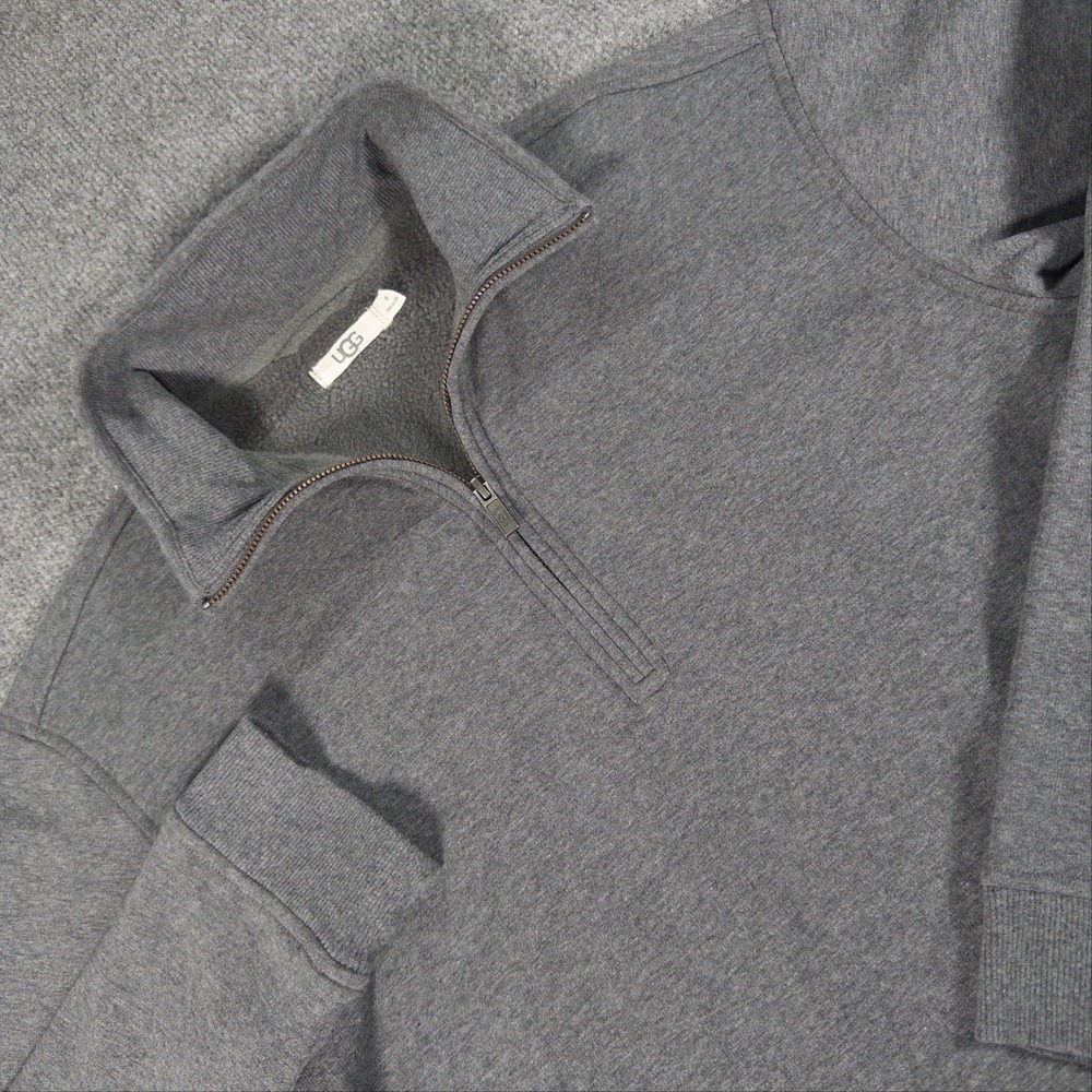 UGG Mens Gray Quarter Zip Fleece Lined Pullover Sweatshirt 1116625 Size M #4778